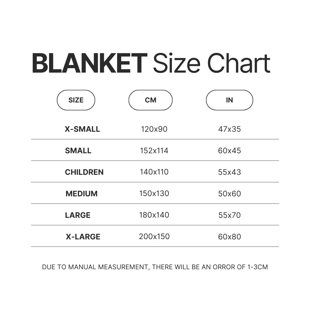 Blanket Size Chart - Alan Wake Store