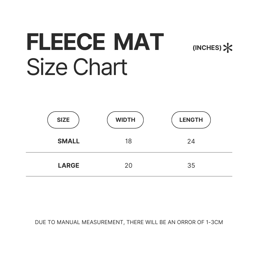 Fleece Mat Size Chart - Alan Wake Store