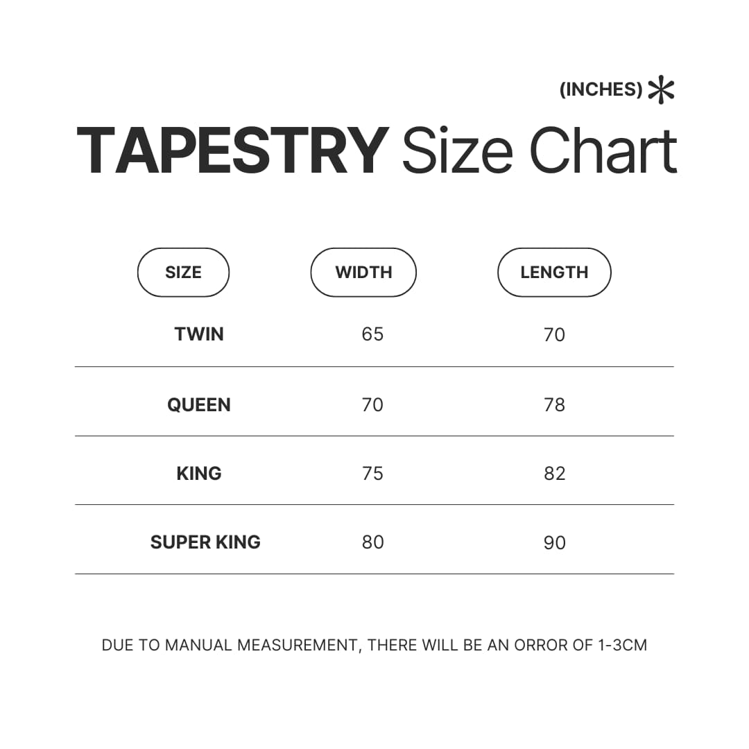 Tapestry Size Chart - Alan Wake Store