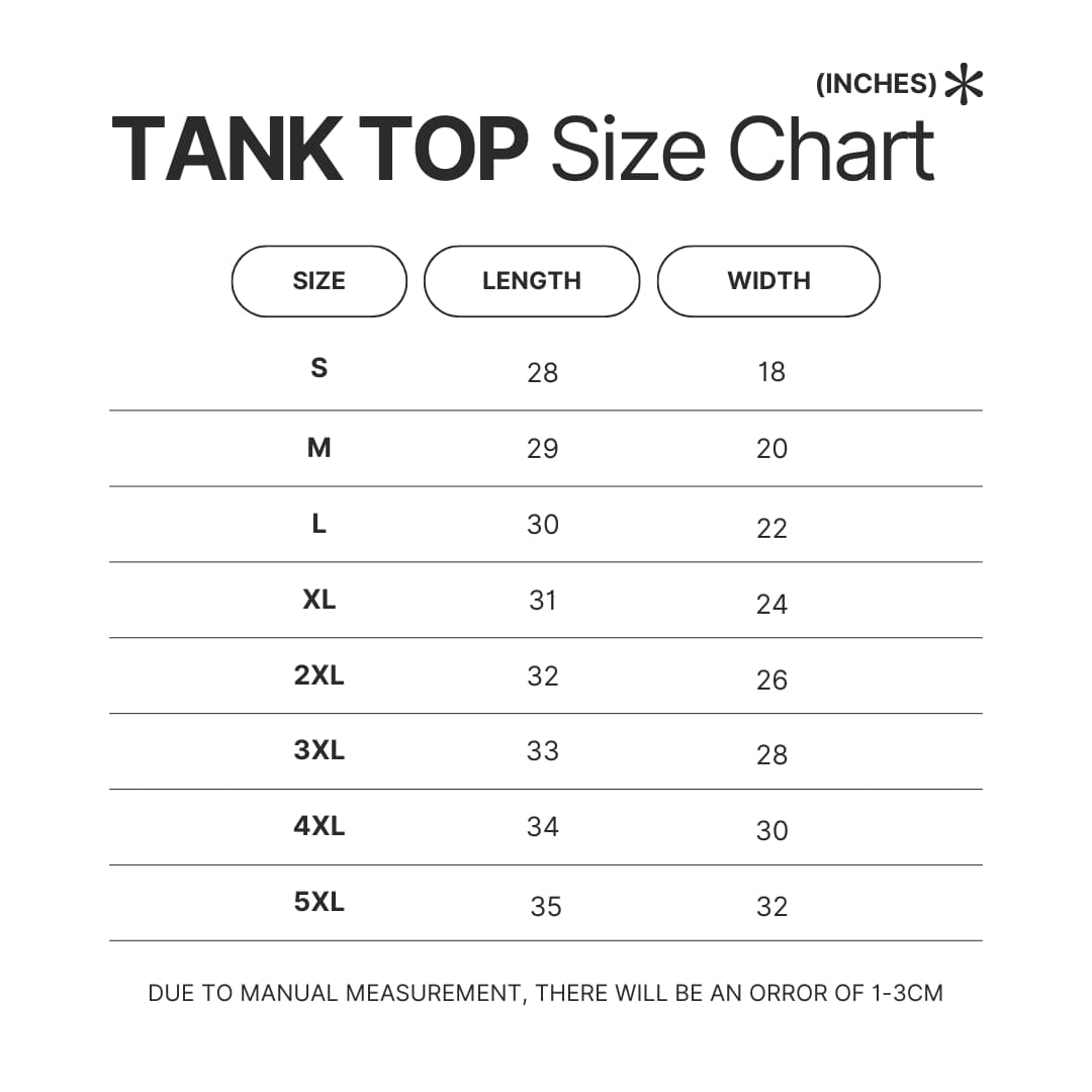 Tank Top Size Chart - Alan Wake Store